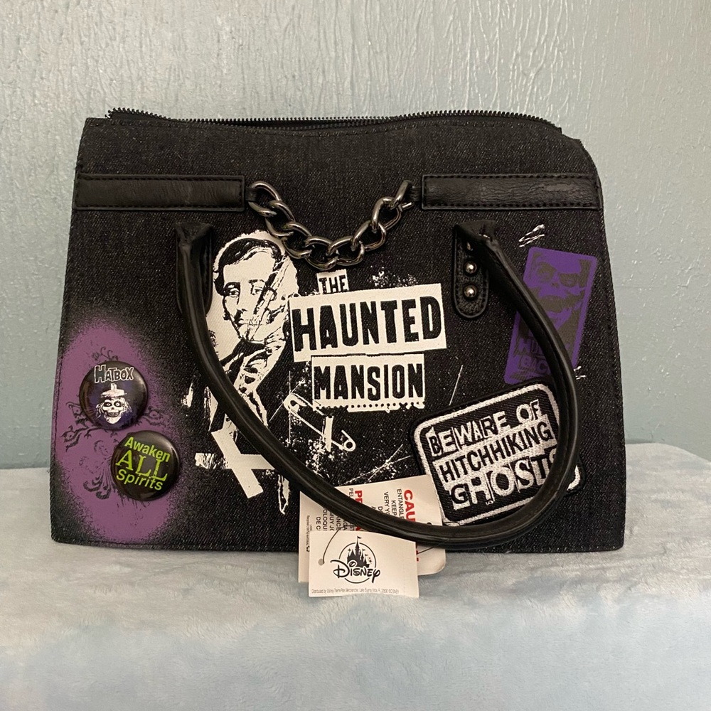 Disney Parks Loungefly Haunted Mansion Black and Purple Tote